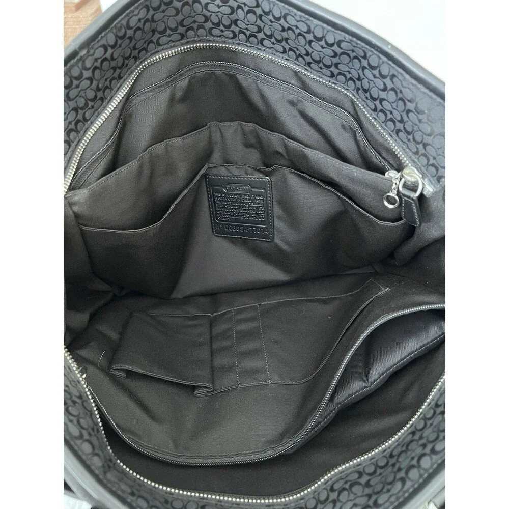 COACH Large Black Canvas Logo Laptop Work Bag